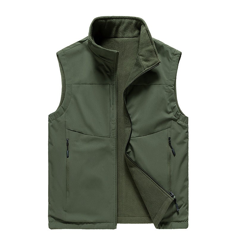 Men'S Vest Wear Fleece Vest Autumn Thin Waistcoat Vest Cardigan Sleeveless Sweater Casual Jacket - Image 1