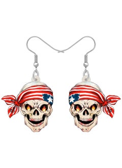 Newei Acrylic Halloween Sweet Pirate Skull Earrings Drop Dangle Fashion Charms Jewelry For Women Gift (Pirate B)  - Image 1