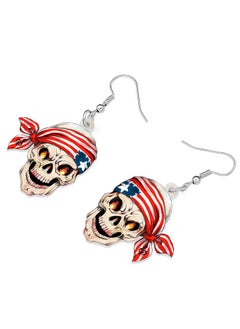 Newei Acrylic Halloween Sweet Pirate Skull Earrings Drop Dangle Fashion Charms Jewelry For Women Gift (Pirate B)  - Image 3