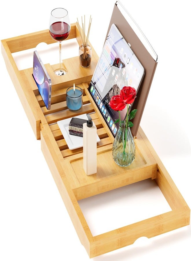 Yirilan Bathtub Trays for Tub,Bath Tray, Foldable Bathtub Caddy,Bathtub Caddy Tray for Tub - Foldable Bamboo Bath Table Tray - Image 1