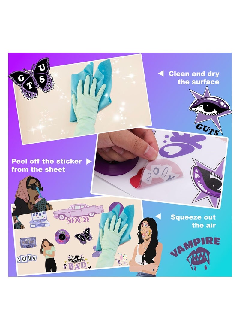 4 Sheets Wall Stickers Decor, Azonee Purple Butterfly Stickers for Girls Bedroom Decor, Wall Art Decals for Party Decorations Girls Merch