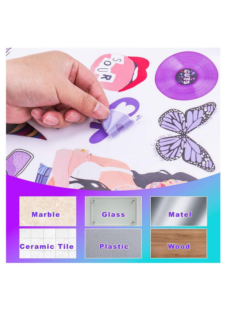 4 Sheets Wall Stickers Decor, Azonee Purple Butterfly Stickers for Girls Bedroom Decor, Wall Art Decals for Party Decorations Girls Merch