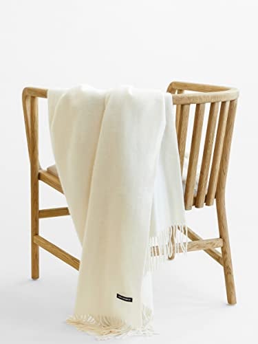 State Cashmere Home Throw Blanket with Decorative Fringe 100% Pure Cashmere Ultra Soft Accent Blanket for Couch, Sofa & Bed (Undyed White, 60"x50") - Image 4