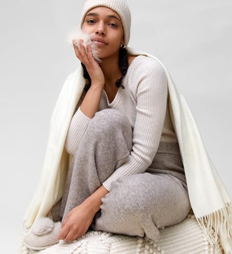 State Cashmere Home Throw Blanket with Decorative Fringe 100% Pure Cashmere Ultra Soft Accent Blanket for Couch, Sofa & Bed (Undyed White, 60"x50") - Image 2