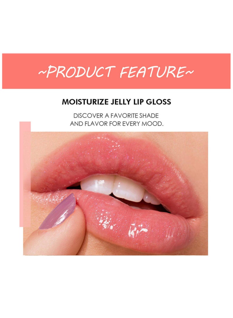Handaiyan Lip Gloss Hydrating Moisturizing Long Lasting High Glossy Jelly Lip Stain Super Gloss Balm Oil Tinted Treatment Lip Glow Glass Shine Glitter Makeup Beauty Colored Bright Lifter For Women Girls - Image 2