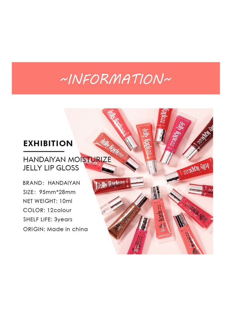 Handaiyan Lip Gloss Hydrating Moisturizing Long Lasting High Glossy Jelly Lip Stain Super Gloss Balm Oil Tinted Treatment Lip Glow Glass Shine Glitter Makeup Beauty Colored Bright Lifter For Women Girls - Image 3
