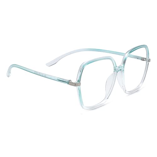 Peter Jones Oversized Square Transparent/Green Blue Light Blocking Computer Glasses for Women/Girls (AG20509GR) - Image 3