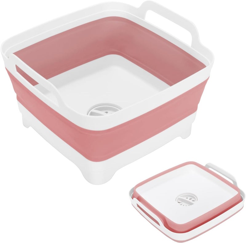 Gronivex 8.5L Collapsible Bucket,Collapsible Wash Basin,Foldable Dish Basin,Portable Laundry Basin,Camping Dish Tub,Space Saving Multiuse Foldable Sink Tub, Camping Sink Foldable, Kitchen Sink Basin (Pink) - Image 1