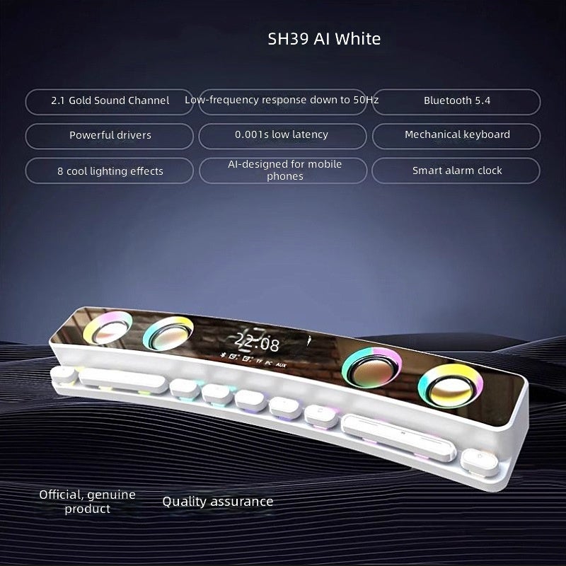 سماعة كمبيوتر للألعاب SH39 أبيض (صيني) مع إضاءة RGB
