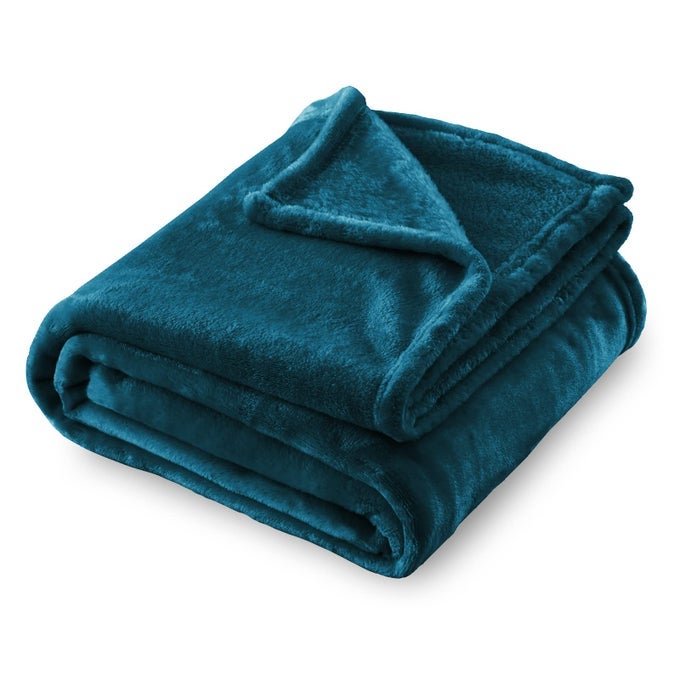 FLANNEL FLEECE BLANKET THROW SIZE ALL SEASON SUPER SOFT COZY BLANKET FOR BED OR COUCH BLUE CORAL 50X60 INCHES