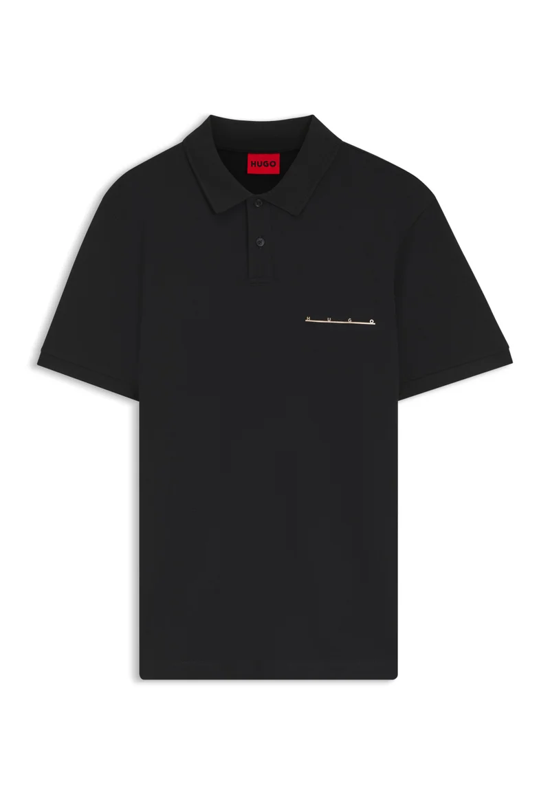 HUGO Black Polo shirt in cotton piqué with logo detail for Men | Best Price UAE