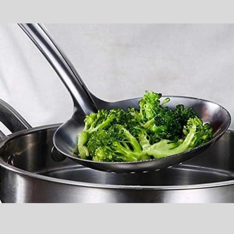 ZEUTER Stainless Steel Skimmer Slotted Spoon – Durable Kitchen Utensil with Heat-Resistant Wooden Handle and Large Bowl Strainer for Cooking & Frying (Set of 1pc) - Image 5