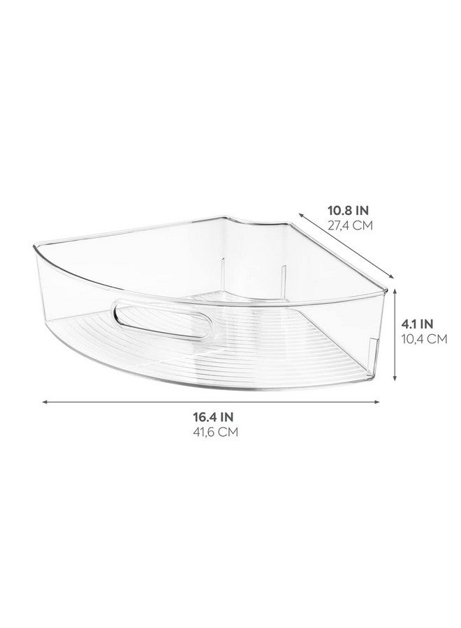 InterDesign iDesign Recycled Plastic 1/4 Wedge Lazy Susan Turntable Organizer with Handle, Pantry, Bathroom, General Storage and More - 16.5" x 11" x 4", Clear - Image 1