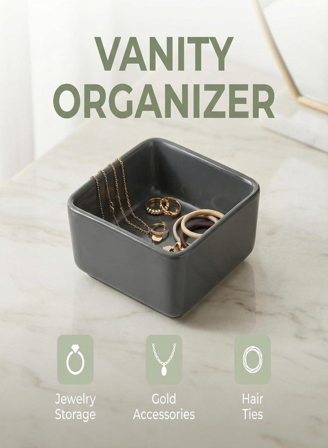 MONOSUGO 2 PCS Ceramic Paper Clip Organizer, Square Dispenser for Desk, Binder Clip Holder and Bobby Pin Holder, Compact Office Gift, Black - Image 5