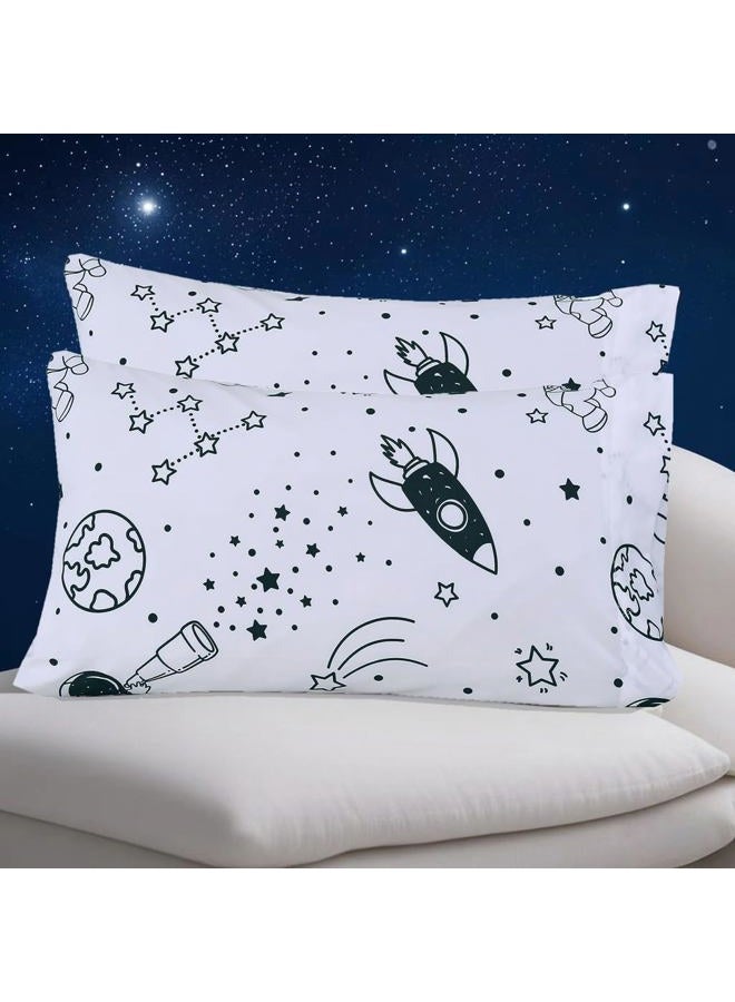 MAG White Out Space Pillowcases, 2 Packed ForToddlers Kids,Boys Teens and Girls, Galaxy Style,Size 20”*30” (Queen, Black and White) - Image 2