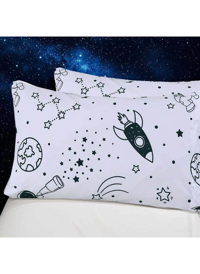 MAG White Out Space Pillowcases, 2 Packed ForToddlers Kids,Boys Teens and Girls, Galaxy Style,Size 20”*30” (Queen, Black and White) - Image 3