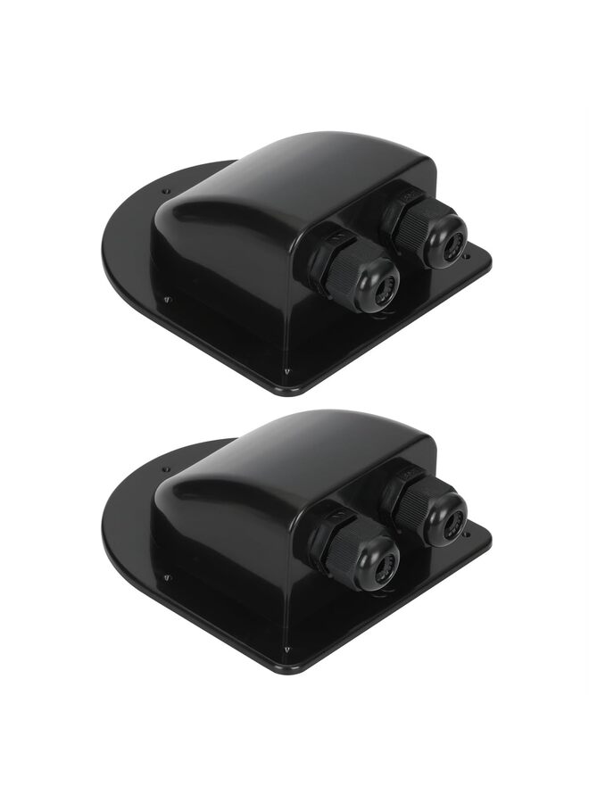 2Pack Versatile Water-proof ABS Solar Double Cable Entry Gland and Housing Ideal for RVs Boats Yachts and Rooftop Solar Installations(BLACK) - Image 1