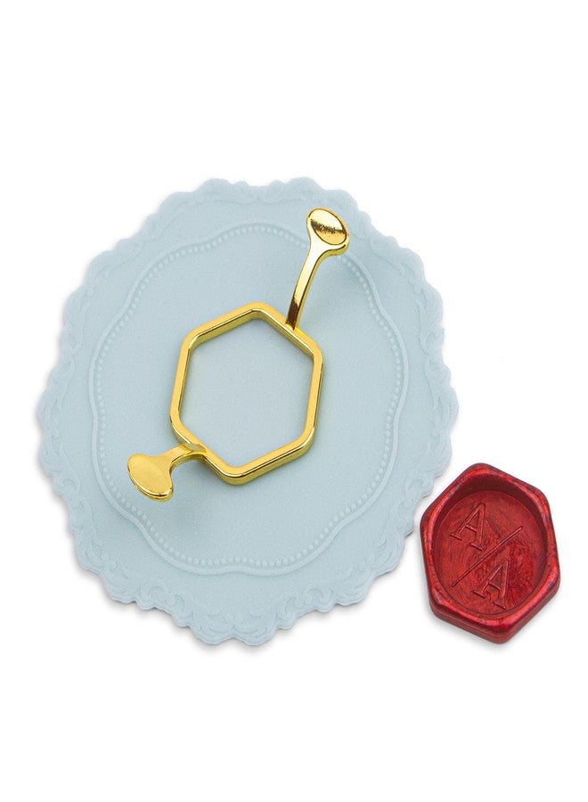krastmon Metal Wax Seal Mold, Hexagonal Wax Seal Stamp Mold with Silicone Waxing Mat for DIY Craft, Envelopes, Gifts and Wine Packaging - Image 1