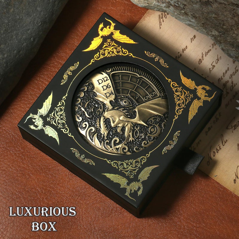 DNDND Spinner DND Dice DNDND 7-in-1 Spinner Metal D&D Dice Set with Gorgeous Gift Box for Dungeons and Dragon and Tabletop Game (Brass) - Image 4