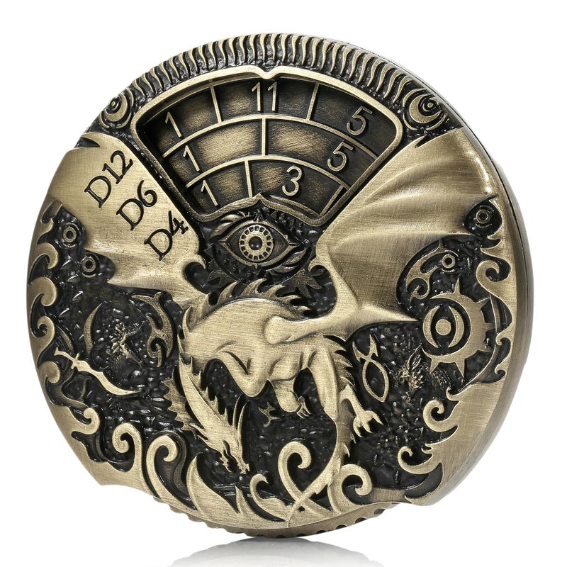 DNDND Spinner DND Dice DNDND 7-in-1 Spinner Metal D&D Dice Set with Gorgeous Gift Box for Dungeons and Dragon and Tabletop Game (Brass) - Image 1