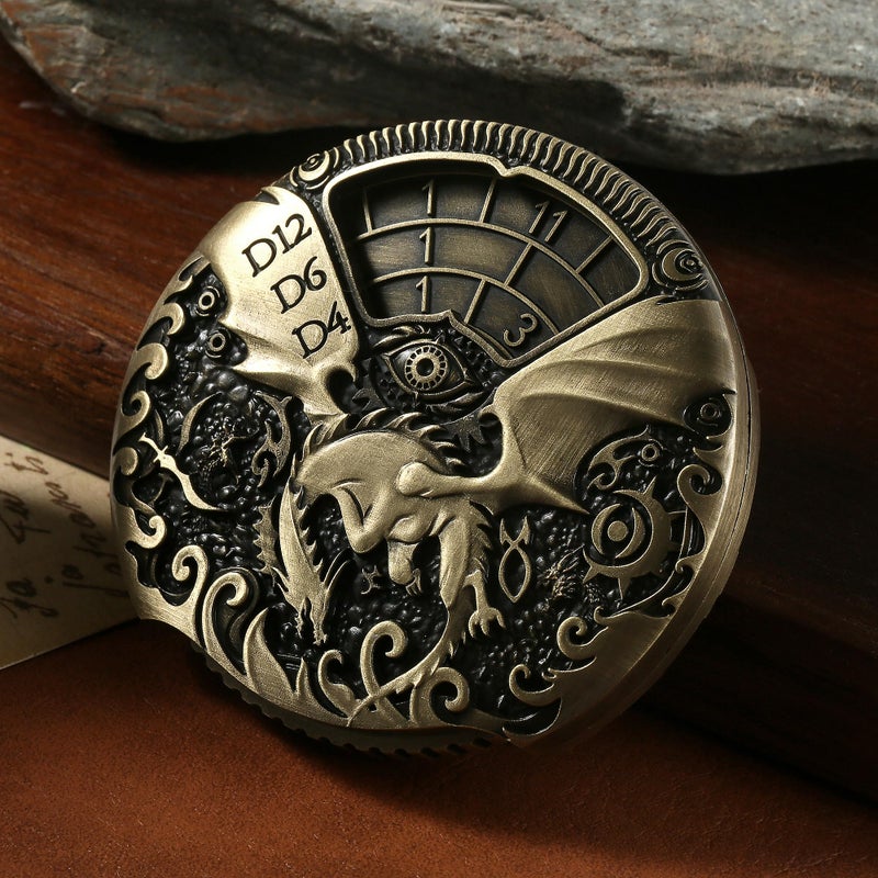 DNDND Spinner DND Dice DNDND 7-in-1 Spinner Metal D&D Dice Set with Gorgeous Gift Box for Dungeons and Dragon and Tabletop Game (Brass) - Image 5