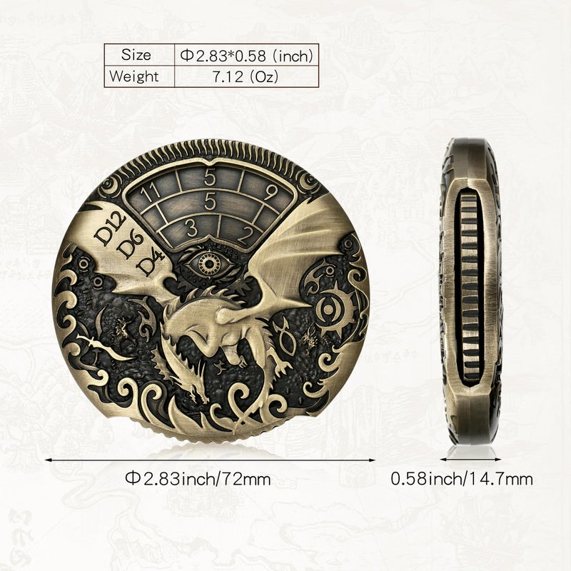 DNDND Spinner DND Dice DNDND 7-in-1 Spinner Metal D&D Dice Set with Gorgeous Gift Box for Dungeons and Dragon and Tabletop Game (Brass) - Image 3