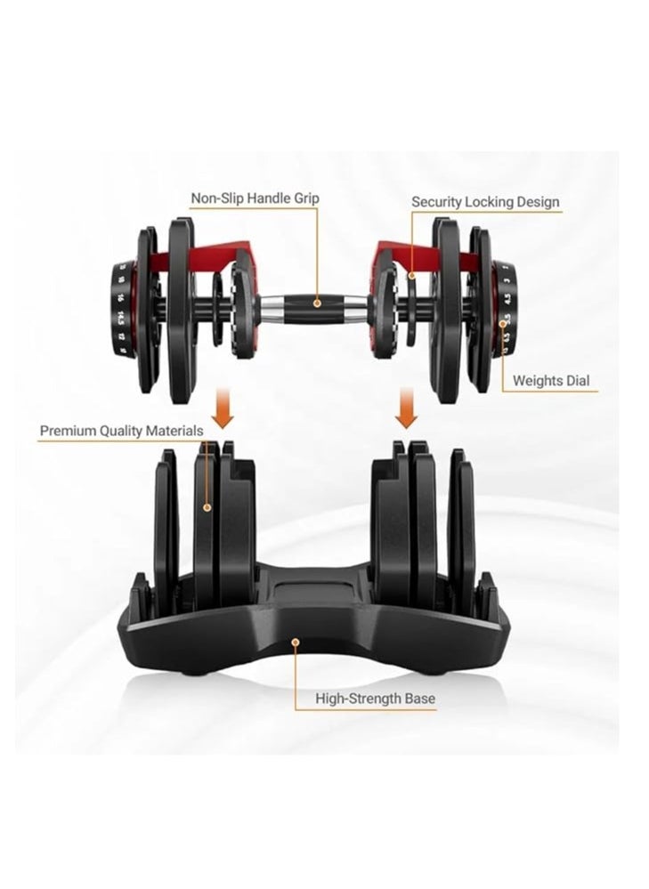 COOLBABY Smart Adjustable Dumbbell 22KG Adjustable Iron Dumbbell - Single set Fast Automatic Different Weights Adjustment