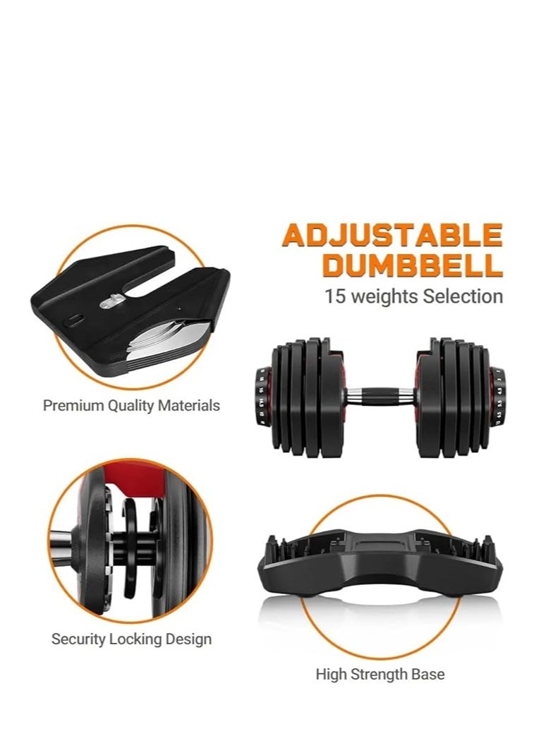 COOLBABY Smart Adjustable Dumbbell 22KG Adjustable Iron Dumbbell - Single set Fast Automatic Different Weights Adjustment