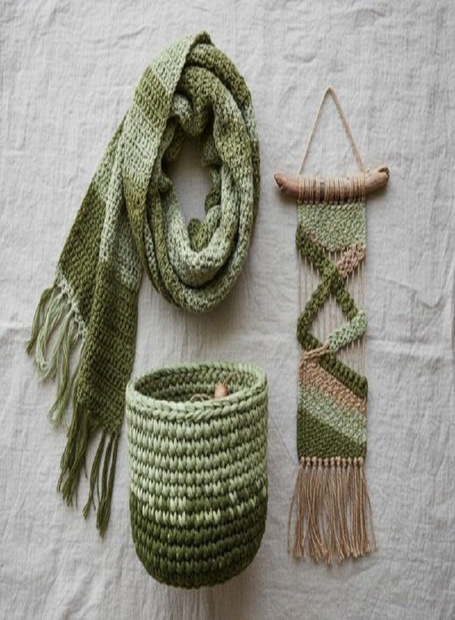 KnitSilk Brand - Super Bulky Recycled Sari Silk Ribbon Yarn in Olive Ombre | 50 GMS - 30 Yards | Duppioni Silk Ribbon (Pack of 1) - Image 4