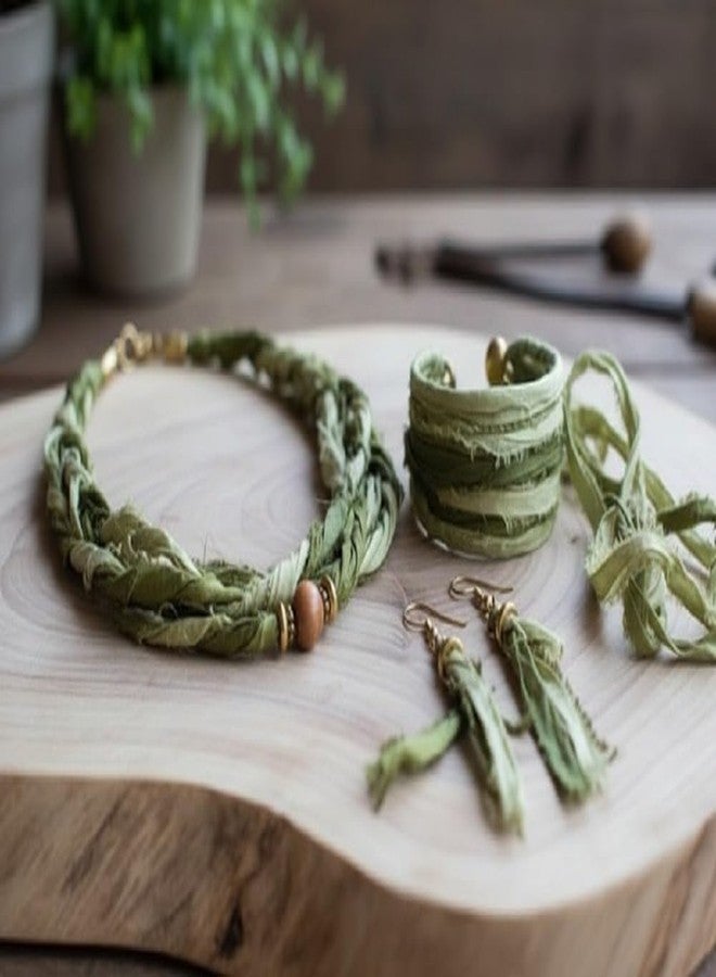 KnitSilk Brand - Super Bulky Recycled Sari Silk Ribbon Yarn in Olive Ombre | 50 GMS - 30 Yards | Duppioni Silk Ribbon (Pack of 1) - Image 5