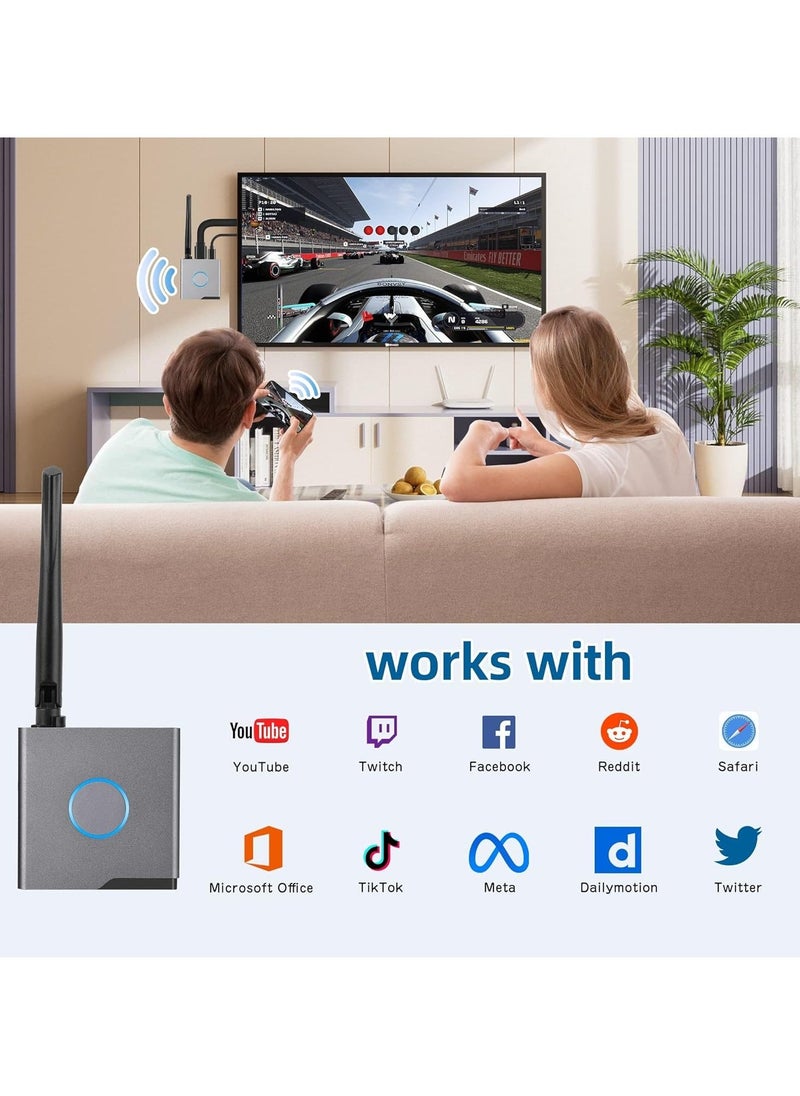 Generic - محول عرض HDMI لاسلكي 4K، جهاز استقبال لاسلكي، بث الوسائط الفيديو/الصوت/الملفات، موسع HDMI لاسلكي من الكمبيوتر المحمول أو الكمبيوتر الشخصي أو الهاتف الذكي إلى شاشة العرض HDTV - Image 1