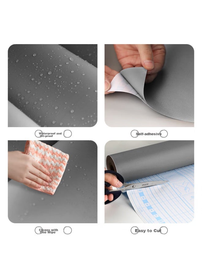 Cuttlefish Modouyu Self-adhesive Wallpaper, Waterproof, Concealing, Wall Sticker, Bedroom And Living Room Renovation Sticker, Thickened, 0.6*10 Meters, Gray - Image 2