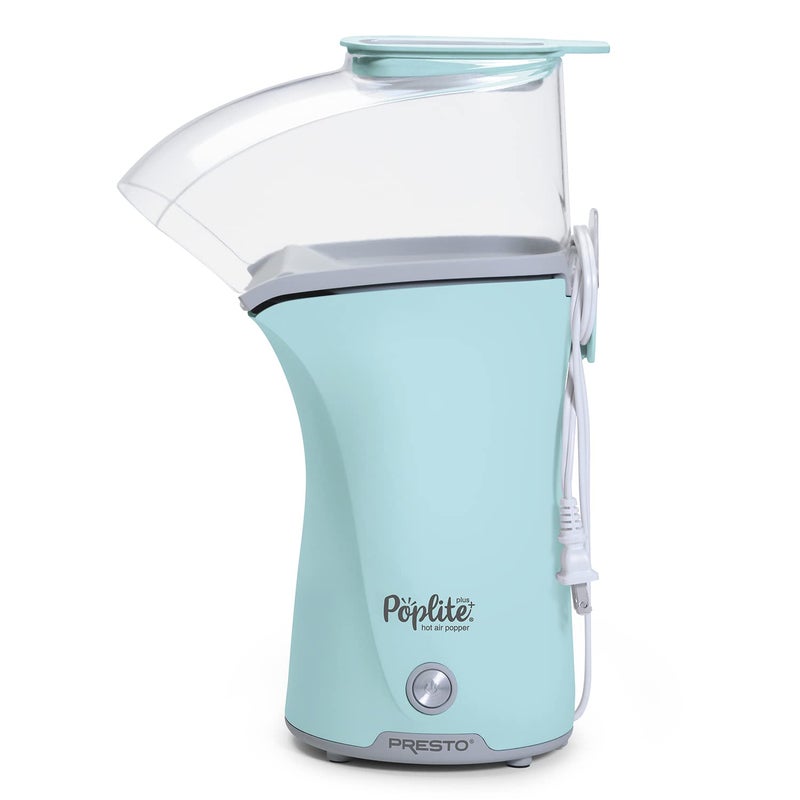 Presto! Presto 04867 Poplite Plus Hot Air Popcorn Popper - Built-In Measuring Cup + Melts Butter, Easy to Clean, Built-In Cord Wrap, 18 Cups, Aqua - Image 1