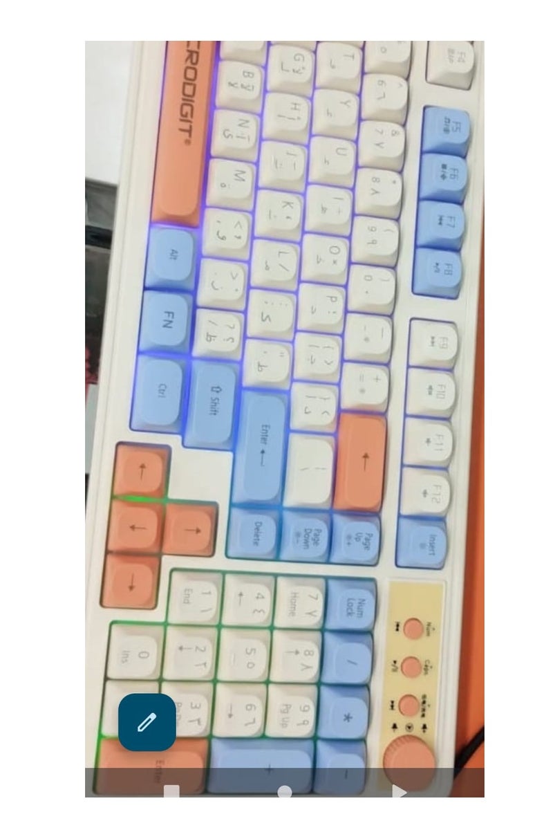 ميكرو ديجيت لوحة مفاتيح لاسلكية قابلة لإعادة الشحن 2.4G وايرليس وبلوتوث 5.0 وإضاءة RGB مع ذر دوار للحجم - Image 2