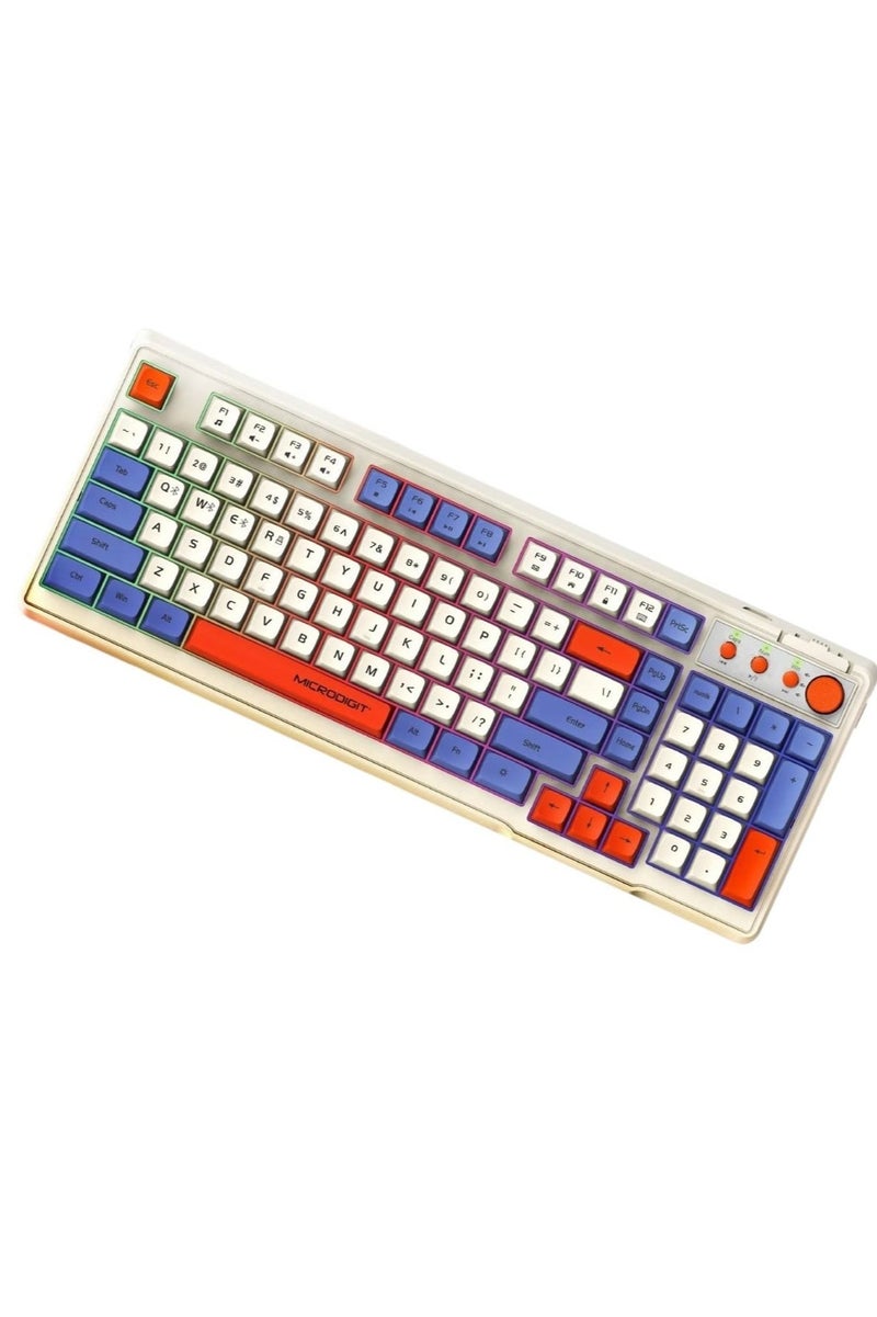 ميكرو ديجيت لوحة مفاتيح لاسلكية قابلة لإعادة الشحن 2.4G وايرليس وبلوتوث 5.0 وإضاءة RGB مع ذر دوار للحجم - Image 3