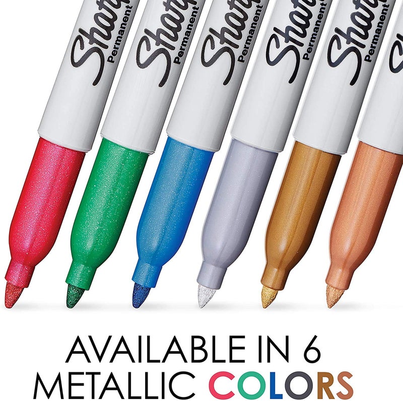 Sharpie Metallic Permanent Markers, Fine Point, Assorted Colors, 6-Count Permanent Marker (2029678) - 1 - Image 2