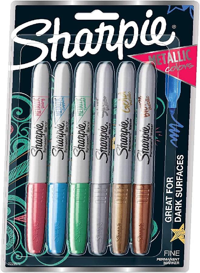Sharpie Metallic Permanent Markers, Fine Point, Assorted Colors, 6-Count Permanent Marker (2029678) - 1 - Image 5