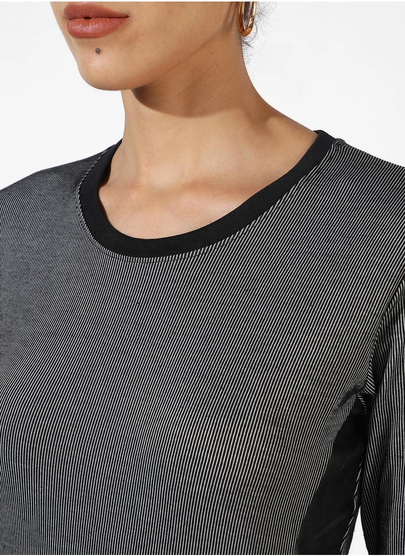Campus Sutra Women's Black & White Striped Top