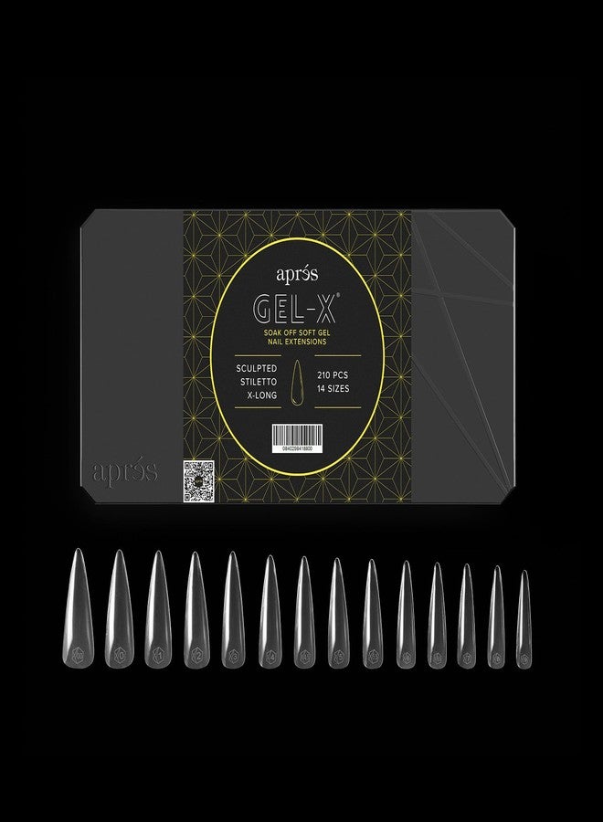 APRÉS Apres Gel-X® Stiletto Box of Nail Tips | 280 Gel-X Tips, Soft Tips, 14 Sizes 00-9 | Half-sizes Included (Sculpted Stiletto Extra Long, 280 Count) - Image 1