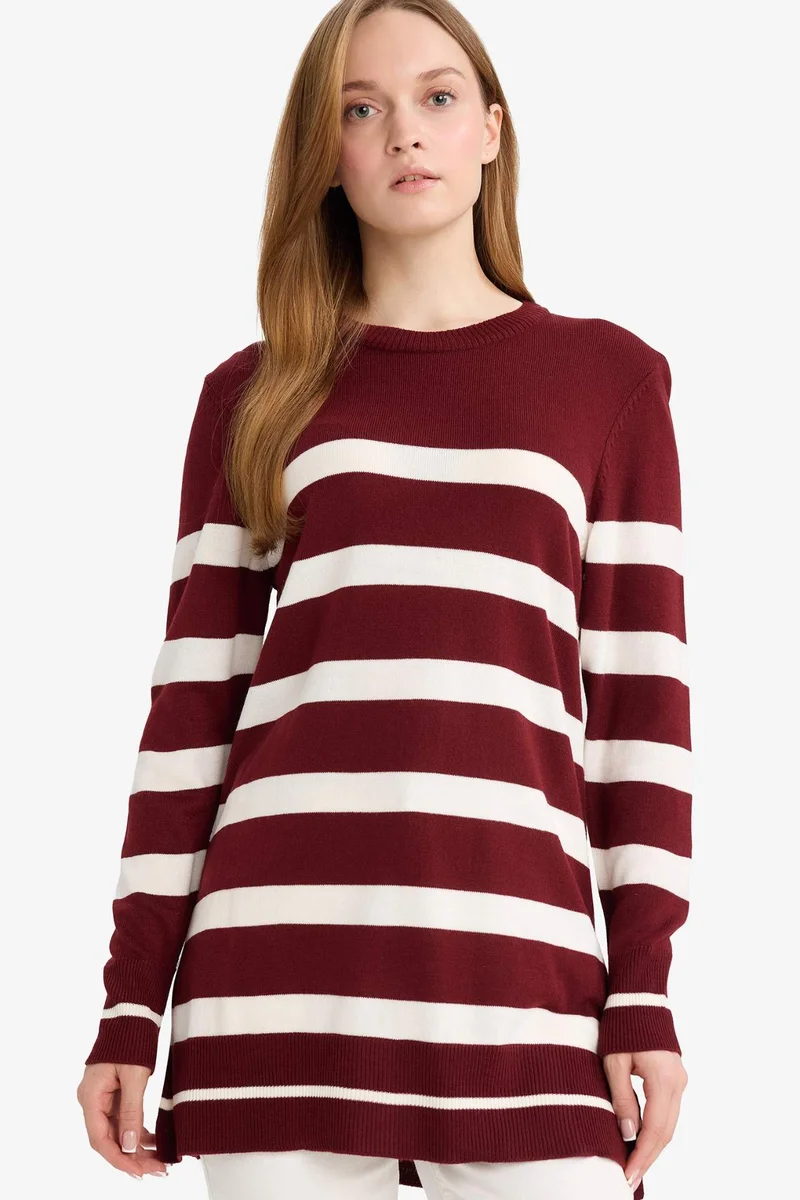 DeFacto Regular Fit Crew Neck Striped Tunic