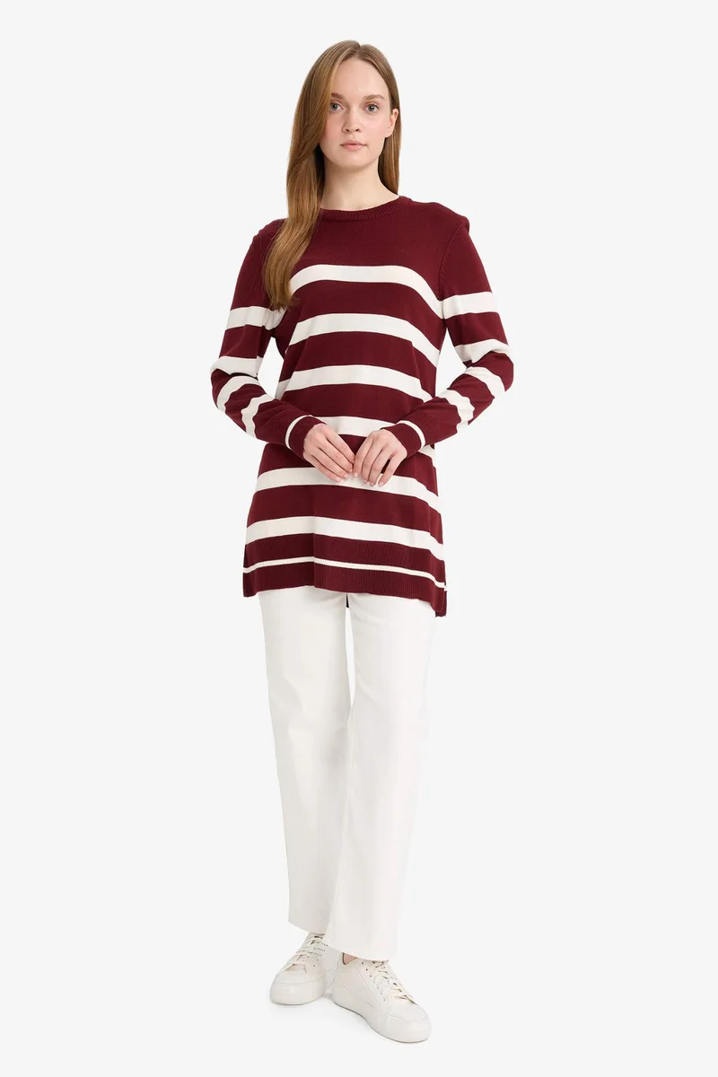 DeFacto Regular Fit Crew Neck Striped Tunic