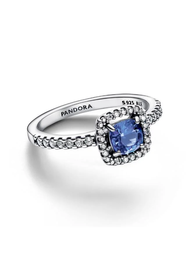 PANDORA Sparkling Square Blue Halo Ring