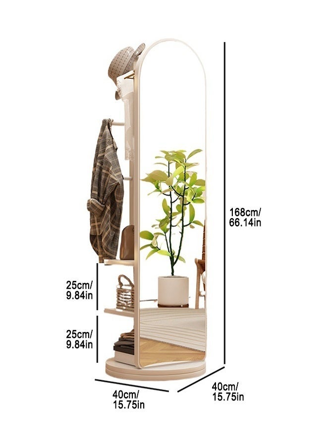 Full-Length Mirror with Rotatable Base, Dressing Mirror Floor Mirror with Coat and Hat Rack, Space-Saving Floor-Standing Mirror Dressing Mirror, Suitable for Living Room,Bedroom, Balcony and Entryway - Image 3