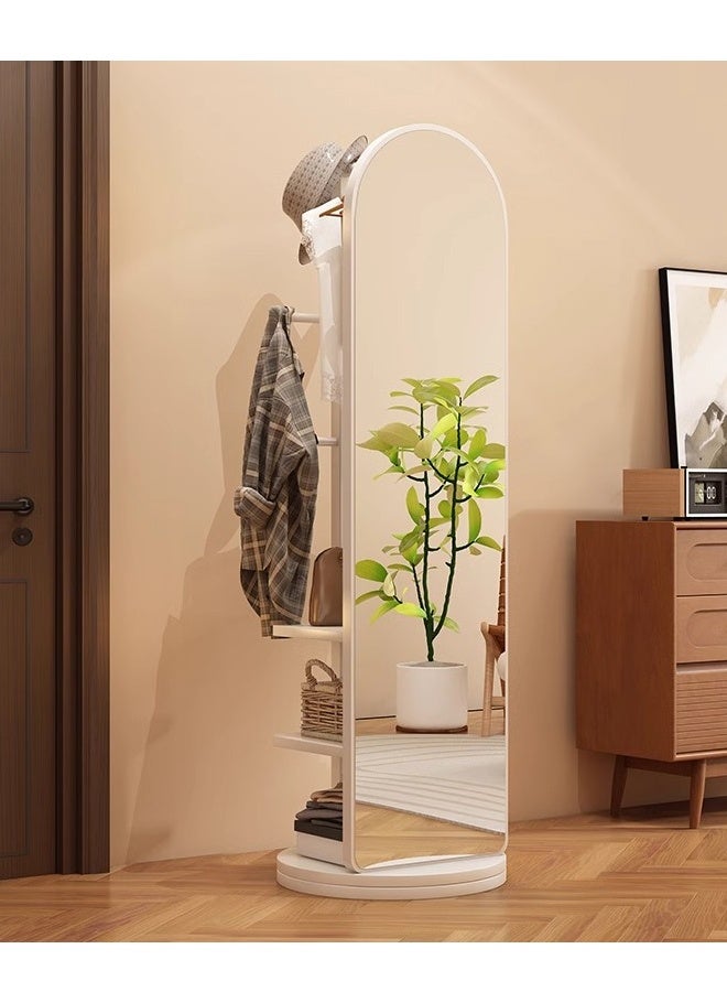 Full-Length Mirror with Rotatable Base, Dressing Mirror Floor Mirror with Coat and Hat Rack, Space-Saving Floor-Standing Mirror Dressing Mirror, Suitable for Living Room,Bedroom, Balcony and Entryway - Image 1