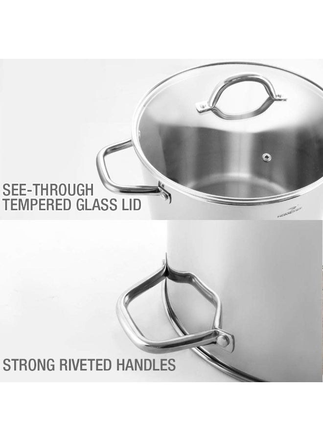 HOMICHEF Small Stock Pot 4 Quart Nickel Free Stainless Steel - Small 4Qt Stockpot With Glass Lid - Soup Pot Cooking Pot 4 Quart - Image 3