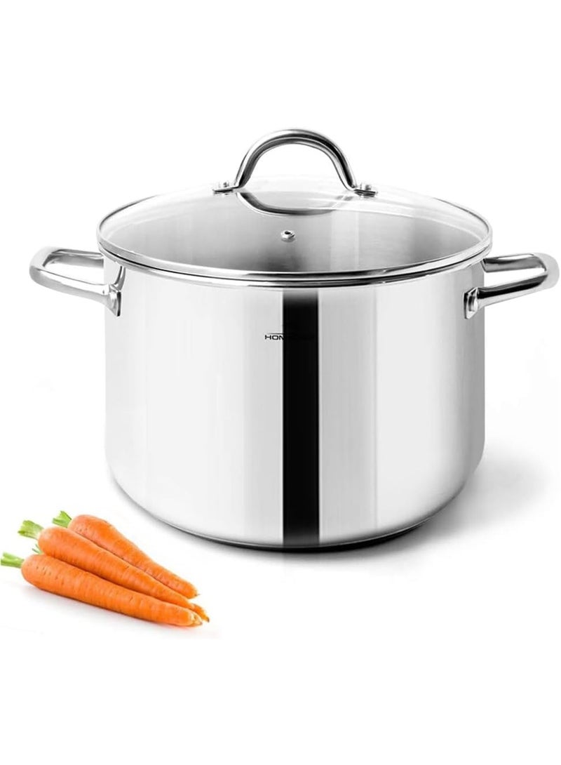 HOMICHEF Small Stock Pot 4 Quart Nickel Free Stainless Steel - Small 4Qt Stockpot With Glass Lid - Soup Pot Cooking Pot 4 Quart - Image 1