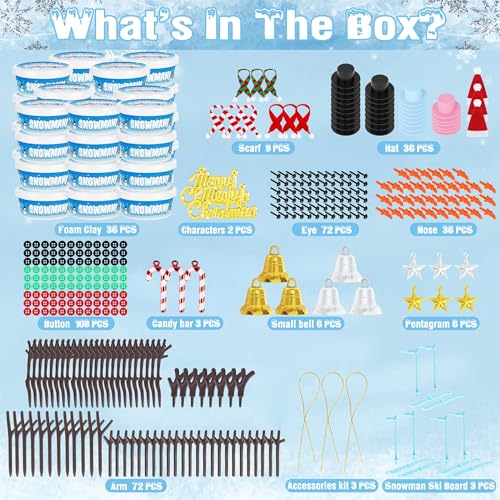 EOBOH 36 Pack Snowman Kit Set Build a Snowman Christmas Craft for Kids Creative Air Dry Clay Modeling Winter Decorations Indoor Crafts Kit for Christmas Activities School Family Winter Party Supplies - Image 5