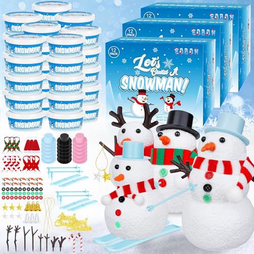 EOBOH 36 Pack Snowman Kit Set Build a Snowman Christmas Craft for Kids Creative Air Dry Clay Modeling Winter Decorations Indoor Crafts Kit for Christmas Activities School Family Winter Party Supplies - Image 1