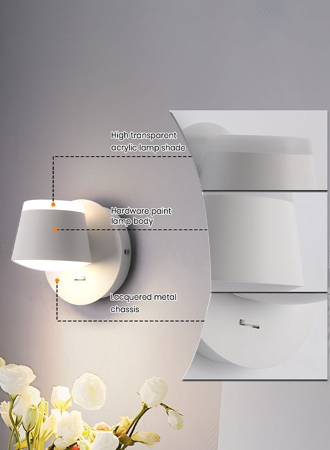 YATAI LIGHTING ضوء حائط LED حديث بسيط، 8 واط، أبيض، 4000 كلفن أبيض دافئ، رأس مصباح دوار قابل للتعديل، مصباح حائط أكريليك ومعدن لغرفة النوم، غرفة الطعام، الممر، بجانب السرير - Image 3