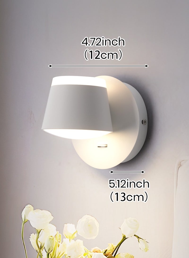 YATAI LIGHTING ضوء حائط LED حديث بسيط، 8 واط، أبيض، 4000 كلفن أبيض دافئ، رأس مصباح دوار قابل للتعديل، مصباح حائط أكريليك ومعدن لغرفة النوم، غرفة الطعام، الممر، بجانب السرير - Image 2